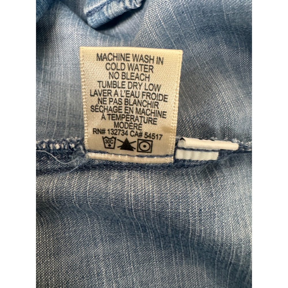 Anthro Cloth & Stone Chambray Blue Button Down Shirt Light Wash Western Rodeo M - Picture 10 of 10